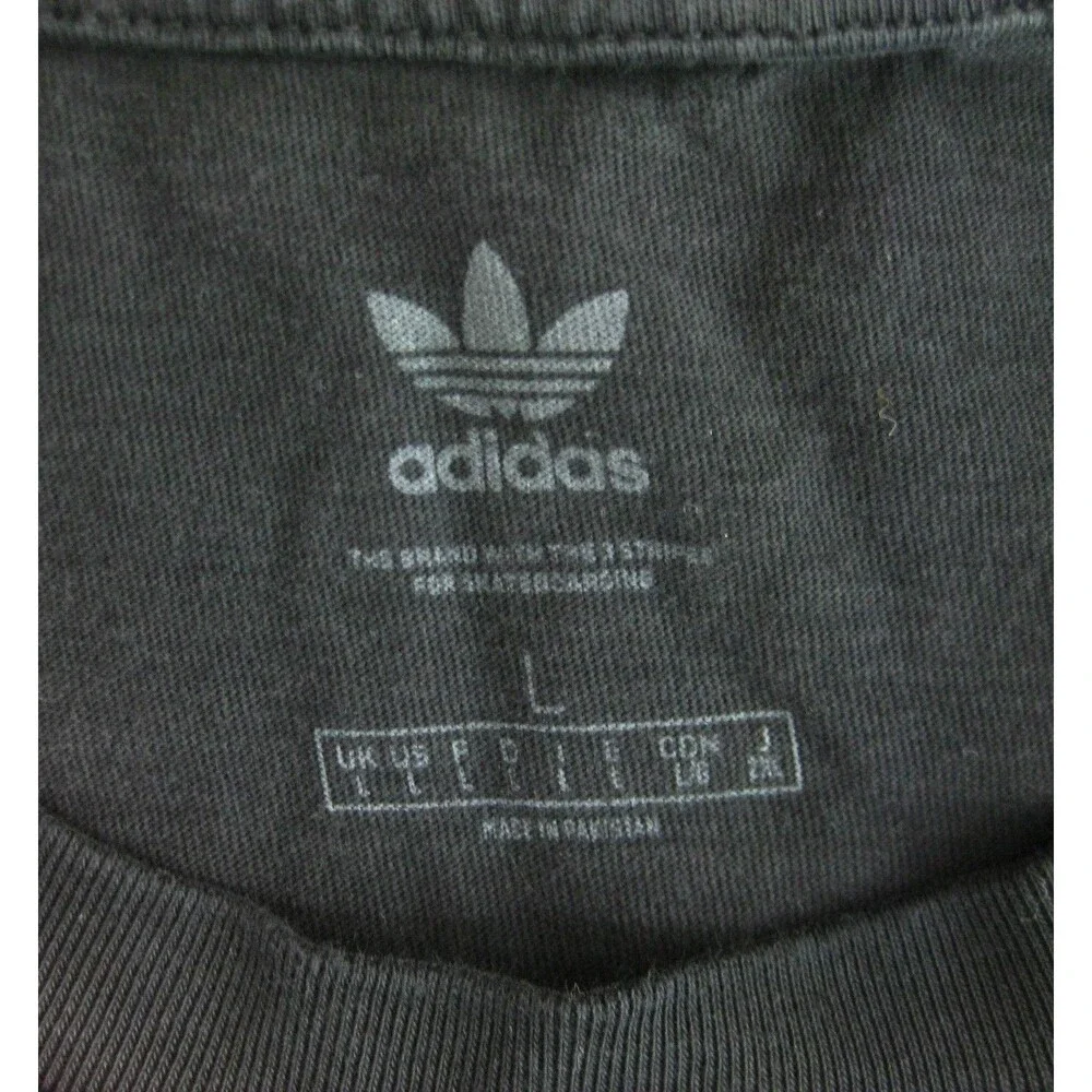 Adidas Logo T-Shirt Mens Black Short Sleeve Graphic 100% Cotton Athletic Top